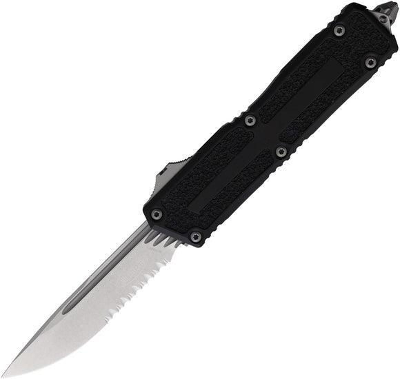 Microtech Automatic Scarab II Gen III OTF Knife Black Aluminum & Traction Serrated Blade 127811