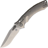 Microtech Amphibian Mini Marfione Ram-Lok Stonewash Titanium Folding M390MK Knife 137MRL10MS1