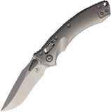 Microtech Amphibian Mini Marfione Ram-Lok Stonewash Titanium Folding M390MK Knife 137MRL10MS2