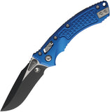 Microtech Amphibian Mini Ram-Lok Blue Frag Aluminum Folding Two-Tone M390MK Knife 137MRL1FRBL