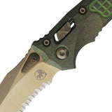 Microtech Amphibian Marfione Ram-Lok Antique Green Frag Titanium Folding Bronze M390MK Serrated Knife 137RL14FRMS1