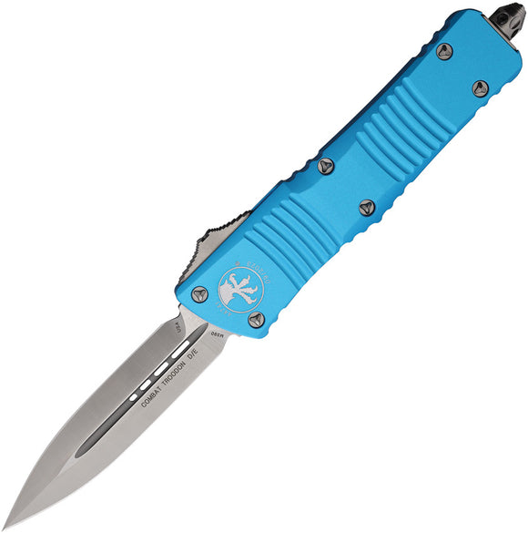 Microtech Automatic Combat Troodon OTF Knife Turquoise Aluminum Double Edge Blade 1424TQ