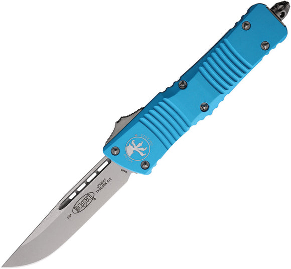 Microtech Automatic Combat Troodon OTF Knife Turquoise Aluminum Drop Point Blade 14310TQ