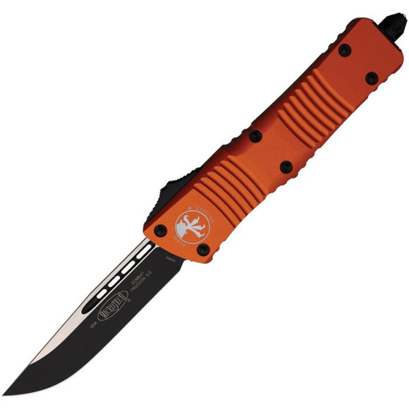 Microtech Automatic Combat Troodon OTF Knife Orange Aluminum Black Drop Point Blade 1431OR