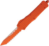 Microtech Automatic Combat Troodon OTF Knife Orange Frag Aluminum Serrated Tanto Blade 1443CTCORS