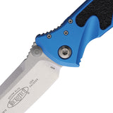 Microtech Socom Elite Linerlock Blue Aluminum & Traction Folding Stonewash Knife 16010BL