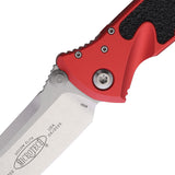 Microtech Socom Elite Linerlock Red Aluminum & Traction Folding Stonewash Knife 16010RD