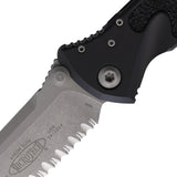 Microtech Socom Elite Linerlock Black Aluminum & Traction Folding Apocalyptic Serrated Knife 16011AP