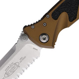 Microtech Socom Elite Linerlock Tan Aluminum & Traction Folding Stonewash Serrated Knife 16011TA