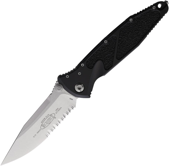 Microtech Socom Elite Linerlock Black Aluminum & Traction Folding Serrated Knife 16011