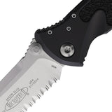 Microtech Socom Elite Linerlock Black Aluminum & Traction Folding Serrated Knife 16011