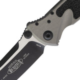 Microtech Socom Elite Linerlock Natural Clear Gray Aluminum & Traction Folding Two-Tone Knife 1601NC