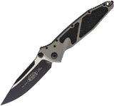 Microtech Socom Elite Linerlock Natural Clear Gray Aluminum & Traction Folding Two-Tone Knife 1601NC
