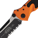 Microtech Socom Elite Linerlock Orange Aluminum & Traction Folding Serrated Knife 1602OR