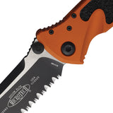 Microtech Socom Elite Linerlock Tangerine Orange Aluminum & Traction Folding Serrated Knife 1602OT