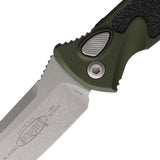 Microtech Automatic Socom Elite Knife Button Lock Woodland Green Aluminum & Traction Apocalyptic Blade 160A10APWL