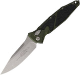 Microtech Automatic Socom Elite Knife Button Lock Woodland Green Aluminum & Traction Apocalyptic Blade 160A10APWL