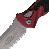 Microtech Automatic Socom Elite Knife Button Lock Red Aluminum & Traction Apocalyptic Serrated Blade 160A11APMR