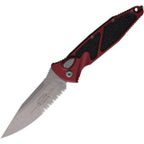 Microtech Automatic Socom Elite Knife Button Lock Red Aluminum & Traction Apocalyptic Serrated Blade 160A11APMR