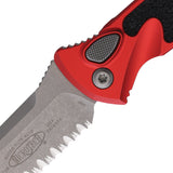 Microtech Automatic Socom Elite Knife Button Lock Red Aluminum & Traction Apocalyptic Serrated Blade 160A11APRD