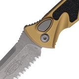 Microtech Automatic Socom Elite Knife Button Lock Tan Aluminum & Traction Apocalyptic Serrated Blade 160A11APTA
