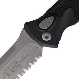 Microtech Automatic Socom Elite Knife Button Lock Black Aluminum & Traction Apocalyptic Serrated Blade 160A11AP