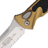 Microtech Automatic Socom Elite Knife Button Lock Tan Aluminum & Traction Stonewash Serrated Blade 160A11TA