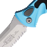 Microtech Automatic Socom Elite Knife Button Lock Turquoise Aluminum & Traction Serrated Blade 160A11TQ