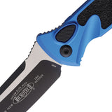 Microtech Automatic Socom Elite Knife Button Lock Blue Aluminum & Traction Two-Tone Blade 160A1BL