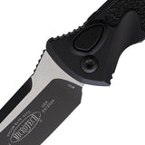 Microtech Automatic Socom Elite Knife Button Lock Black Aluminum & Traction Two-Tone Blade 160A1T