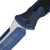 Microtech Automatic Socom Elite Knife Button Lock Weathered Blue Aluminum & Traction Drop Pt Blade 160A1WBL
