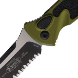 Microtech Automatic Socom Elite Knife Button Lock OD Green Aluminum & Traction Serrated Blade 160A2OD