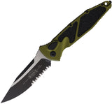 Microtech Automatic Socom Elite Knife Button Lock OD Green Aluminum & Traction Serrated Blade 160A2OD
