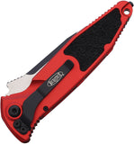 Microtech Automatic Socom Elite Knife Button Lock Red Aluminum & Traction Two-Tone Serrated Blade 160A2RD