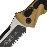 Microtech Automatic Socom Elite Knife Button Lock Tan Aluminum & Traction Serrated Blade 160A2TA