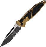 Microtech Automatic Socom Elite Knife Button Lock Tan Aluminum & Traction Serrated Blade 160A2TA