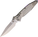 Microtech Socom Marfione Ram-Lok Stonewash Frag Titanium Folding M390MK Spear Pt Knife 160RL10FRSM4