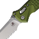 Microtech Socom Elite Ram-Lok OD Green Frag Aluminum Folding M390MK Serrated Knife 160RL11FROD