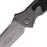 Microtech Socom Elite Linerlock Natural Clear Gray Aluminum & Traction Folding Apocalyptic Tanto Knife 16110APNC