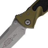 Microtech Socom Elite Linerlock OD Green Aluminum & Traction Folding Apocalyptic Tanto Knife 16110APOD