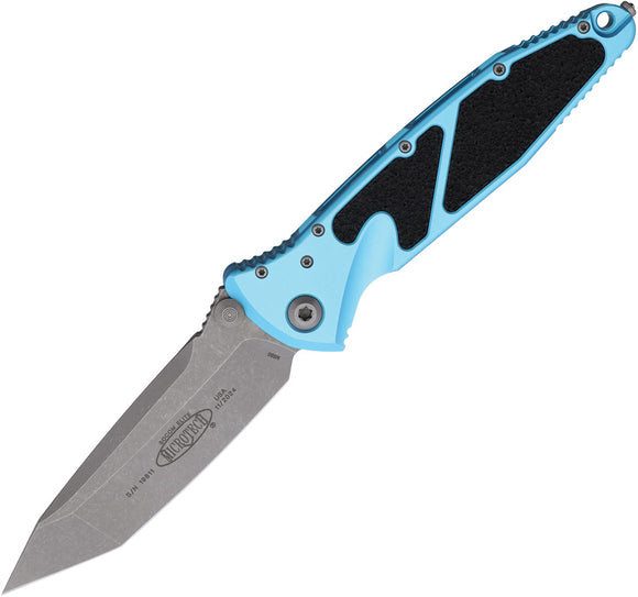 Microtech Socom Elite Linerlock Turquoise Aluminum & Traction Folding Apocalyptic Knife 16110APTQ