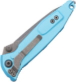 Microtech Socom Elite Linerlock Turquoise Aluminum & Traction Folding Apocalyptic Knife 16110APTQ