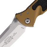 Microtech Socom Elite Linerlock Tan Aluminum & Traction Folding Stonewash Tanto Knife 16110TA