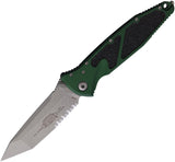Microtech Socom Elite Linerlock Emerald Green Aluminum & Traction Folding Apocalyptic Serrated Knife 16111APEG