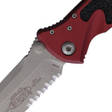 Microtech Socom Elite Linerlock Merlot Red Aluminum & Traction Folding Apocalyptic Serrated Knife 16111APMR