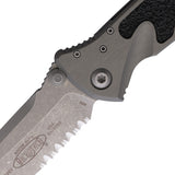 Microtech Socom Elite Linerlock Gray Aluminum & Traction Folding Serrated Tanto Knife 16111APNC