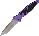 Microtech Socom Elite Linerlock Purple Aluminum & Traction Folding Apocalyptic Serrated Knife 16111APPU
