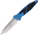 Microtech Socom Elite Linerlock Blue Aluminum & Black Traction Folding Partially Serrated Knife 16111BL