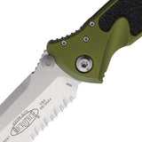 Microtech Socom Elite Linerlock OD Green Aluminum & Traction Folding Serrated Tanto Knife 16111OD