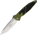 Microtech Socom Elite Linerlock OD Green Aluminum & Traction Folding Serrated Tanto Knife 16111OD